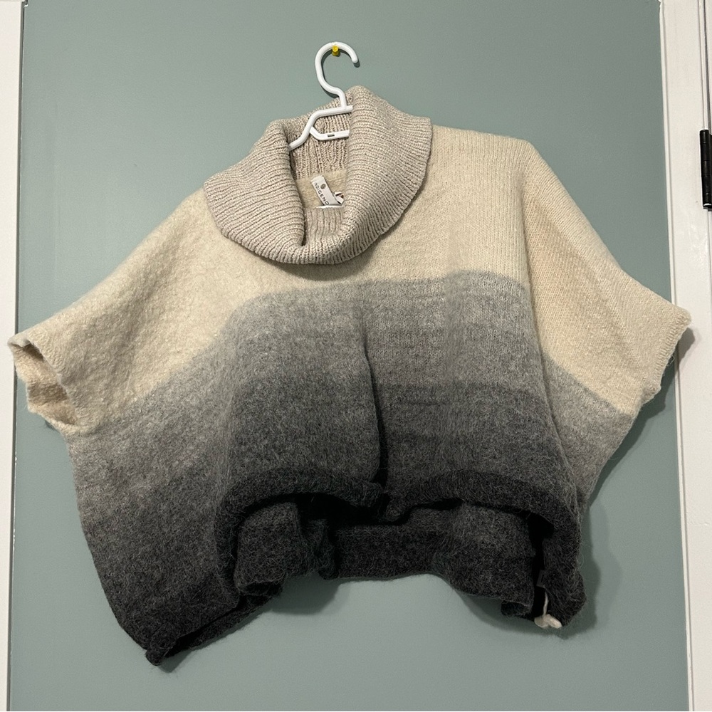 Ombre scarfed poncho sweater